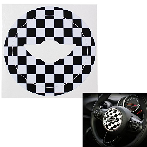 iJDMTOY Checkered Pattern Decal Sticker For 2nd Gen 2007-2013/2014 MINI Cooper Steering Wheel