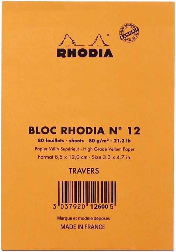 RHODIA 12600C, Stapled Notepad N°12 Orange, 8.5x12 cm, Lined, 80 Detachable Sheets, 80G White Clairefontaine Paper, Soft - Image 4
