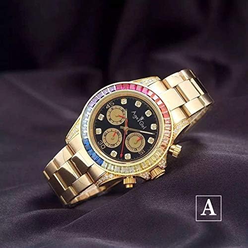 XRLSONE New Mens Automatic Mechanical Rainbow Diamonds Stainless Steel Silver Rose Gold Black Classic Gent'S Watch Daytona