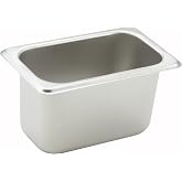 Winco 1/9 Size Steam Pan, 4-Inch, Stainless Steel | Dishwasher safe, Heavy-duty, Reinforced corners, Great for Steam Tables, Buffets, Catering and Food Preparation