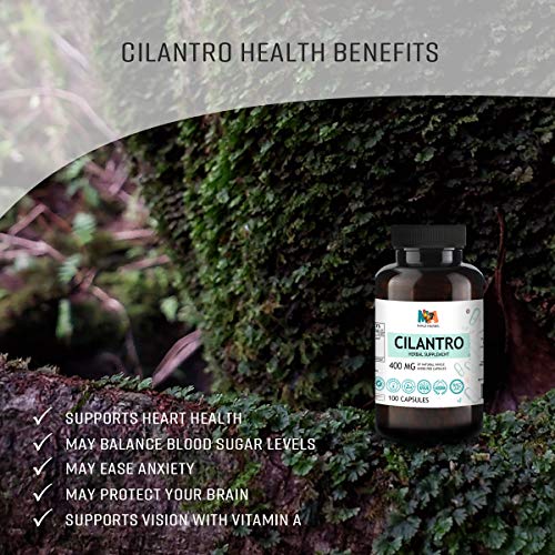 Cilantro 100 Capsules Organic Coriandrum Sativum Pills Supplement to