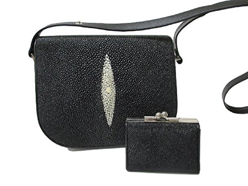 Drumsurn Imports Genuine Stingray Leather Change Purse, Black