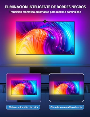 Tira Led TV Con Cámara, 16.5ft/5M TV Tira LED, Luces Led RGB Adaptan Televisor de 40 a 85 Pulgadas, para Juego y Entretenimiento Doméstico, Remoto+Control de App TV Backlight,Trabaja con Android y iOS