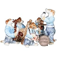 Greyhound Dog Music Band Set Ceramic Pottery Animal Miniature Figurine Hand Painted (2")