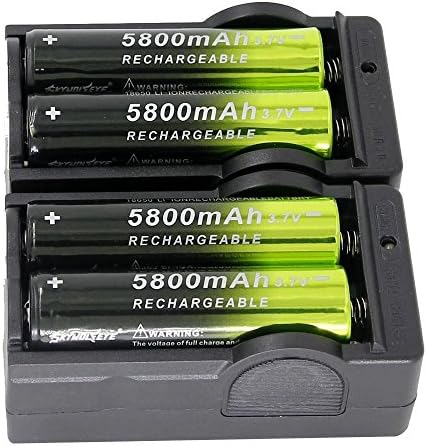 4PCS Rechargeable 5800mAh Li-ion 18650 3.7V Battery & 2pcs Dual Smart Charger