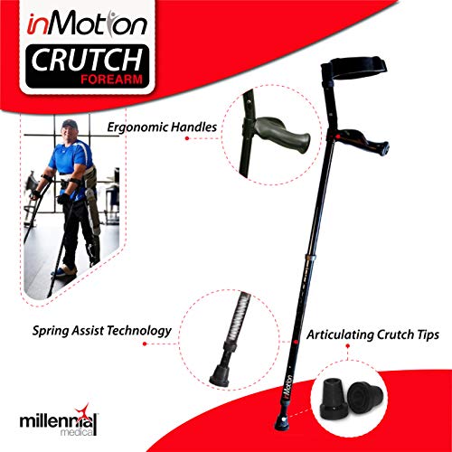 In-Motion Forearm Crutches with Spring Assist | Size Tall (4'9" - 6'3") | Metallic Blue
