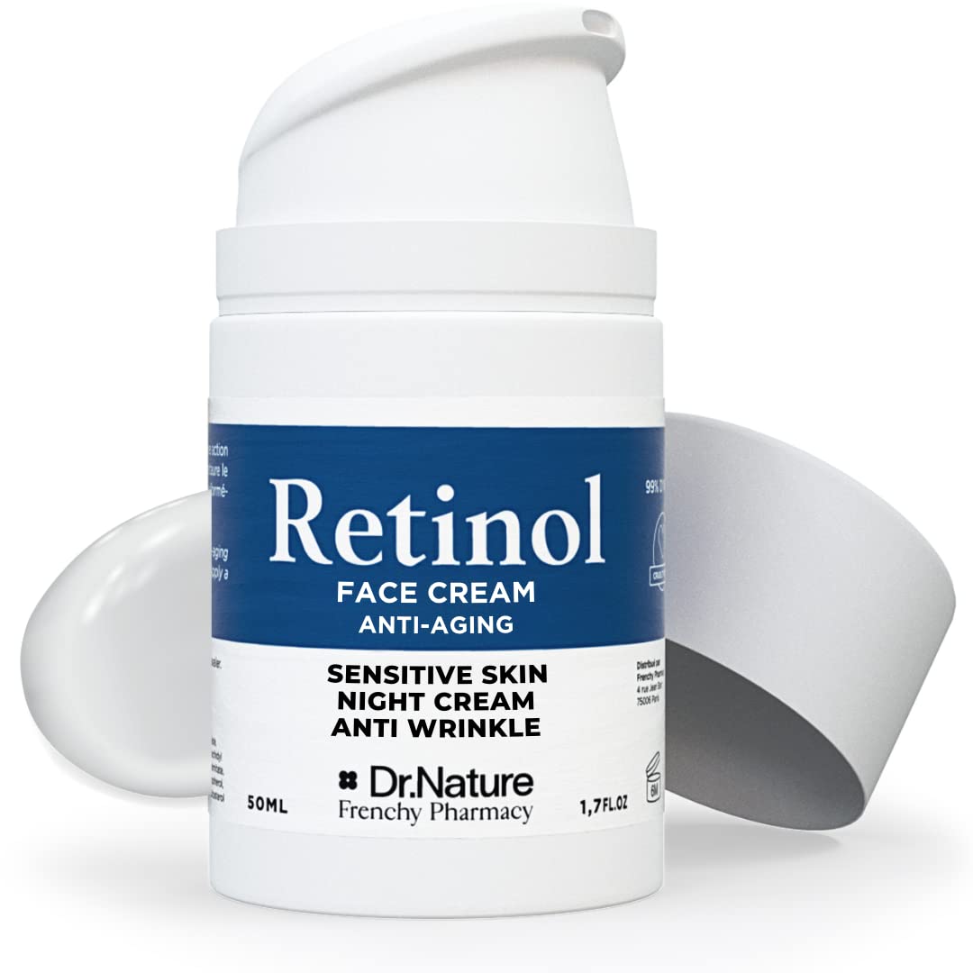 Retinol Face Cream for Sensitive Skin - Natural Skincare with 99% Natural Ingredients - Anti Ageing Cream - Night Cream - Vegan Retinol Moisturizer, Anti Ageing Anti Wrinkle Night Cream