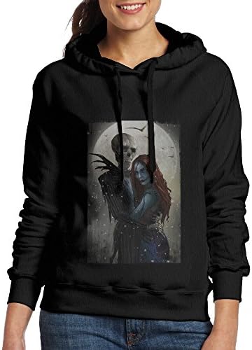 Nightmare Before Christmas Halloween Women Pullover Hooded Long Sleeve Hoodie Sweatshirt Black