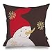 Phantoscope Decorative Christmas Throw Pillow Cover with Grid Background (Snowman)