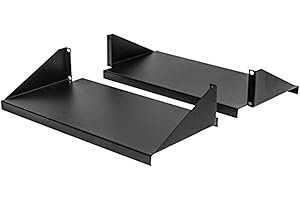 NavePoint Cantilever Server Shelf Rack Mount 19 Inch 2U Black 2 Piece Set Center Weighted