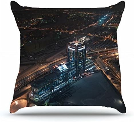 Maifkau Throw Pillowcase 18 x 18 Inches Cotton Pillow Cover Case with Hidden Zipper Decor Cushion Covers - City moscow moscow city top view images night For Bedding Room