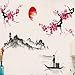 Hatop Creative Classical Chinese Style Ink Painting Decorative Wall Stickers Peach