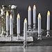 Christmas Window Candles with Silver Holders - 8 Pack, Suction Cups, Remote & Batteries Included, Flickering LED Lights, 4/8 Hour Timer, Flameless Christmas Candles for Holiday Window Décor
