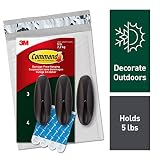 Command Outdoor Hooks, 3 hooks, 4 strips, Decorate Damage-Free, Holds 5 lbs (AW083BZ-3NA)