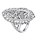 ANGEMIEL Ubei Jewelry 925 Sterling Silver Openwork Flowers and dragonfly Filigree Ring Size 10