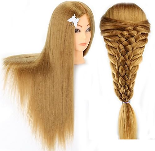 27" Cosmetology Mannequin Manikin Training Head with Synthentic Fiber with Table Clamp Holder