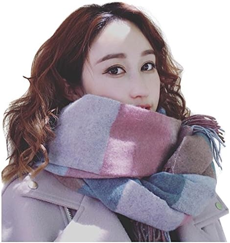 Women's Oversized Soft Long Stitching Color Cashmere-like Acrylic Scarf Wrap