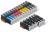 Skia Ink Cartridges ® 18 Pack Compatible with Canon 250 / 251(PGI-250BK CLI-251BK CLI-251C CLI-251M CLI-251Y CLI-251GY) for PIXMA iP8720, PIXMA MG6320, PIXMA MG7120. 3 of each with gray.