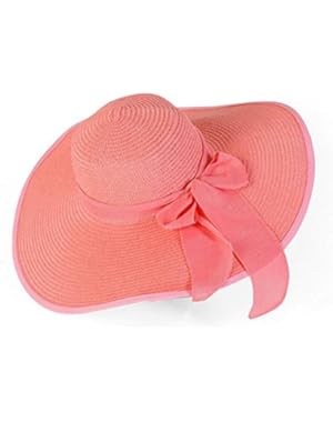 Big Bow Ribbon Female Beach Hat Large Eaves Hats Straw Cap For Women Pink