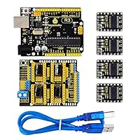 KEYESTUDIO CNC DIY Kit-Development Board for Arduino UNO R3+GRBL CNC Shield V3+4pcs DRV8825 Stepper Motor Driver+USB Cable