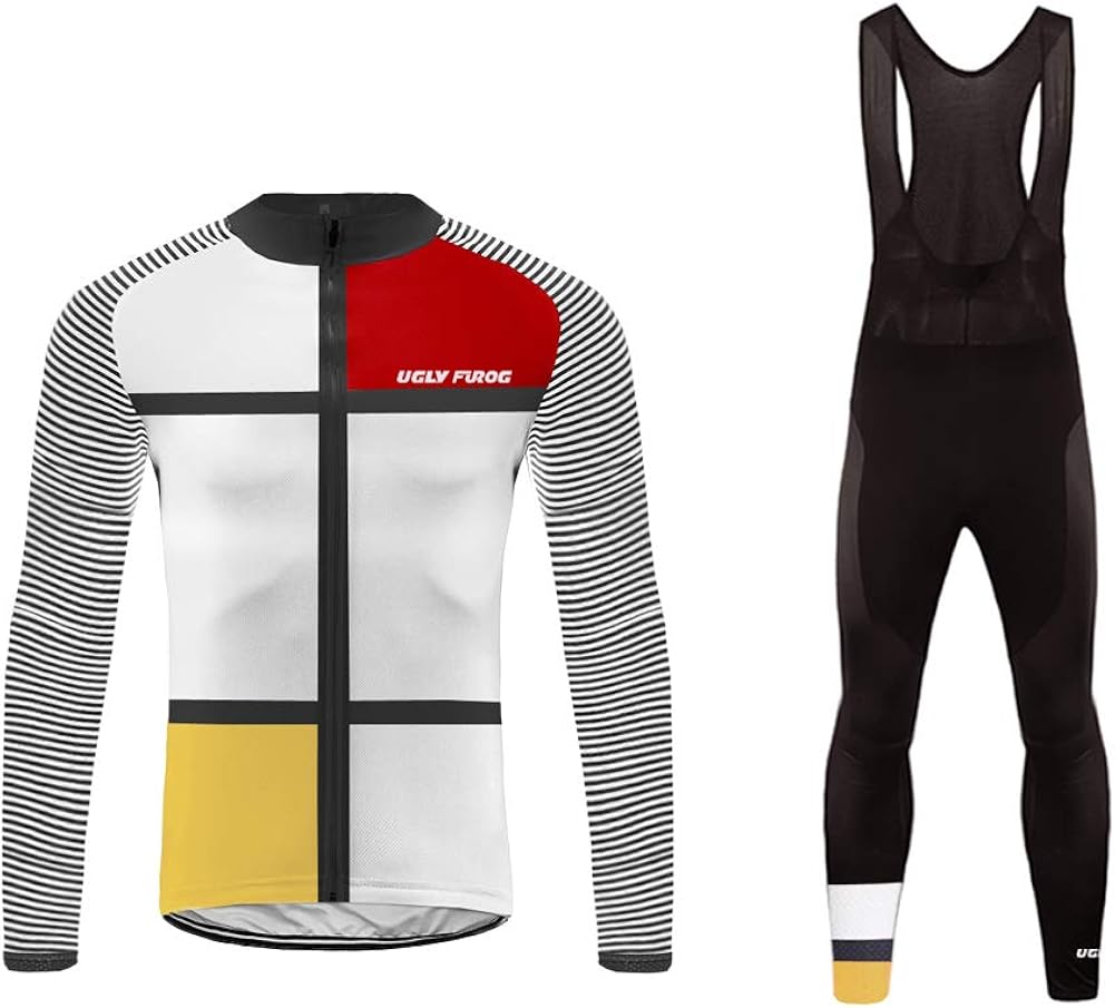 Uglyfrog Winter Fleece Warm Men's Full Zip Moisture Wicking Long Sleeve Cycling Jersey, Running Tops - Bike Biking Shirt