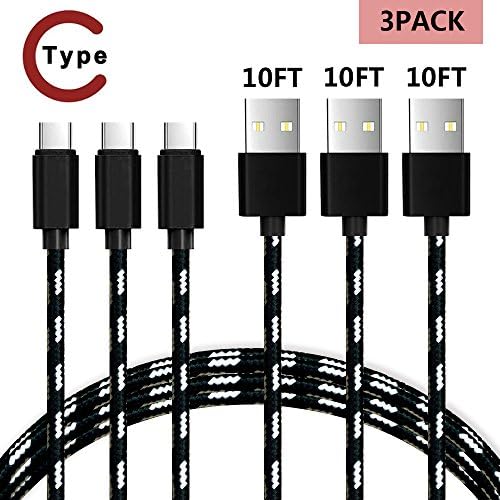 USB Type C Cable, Edota Type-C to USB 3.0 Nylon Braided Fast Charging Sync Cable for Nintendo Switch,Samsung Galaxy S8 Plus,Lumia 950/950xl, ChromeBook, Nexus 5X6P, OnePlus 2 and More(3Pack10FT)