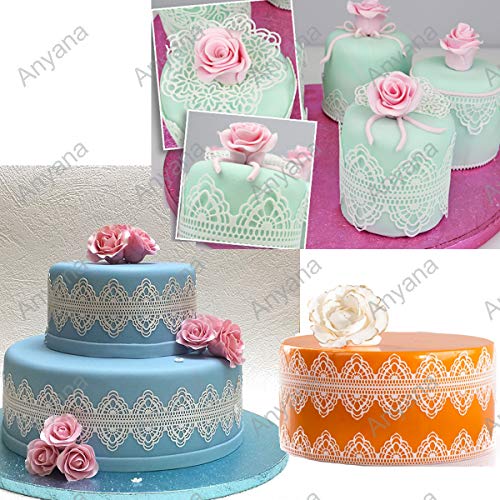 Anyana huge Silicone Lace Mat, Vines, waves & Scrolls Cake Decorating Mold, Decorating Tools for Edible Lace Fondant Mold, Sugar-Lace Cupcake Mat