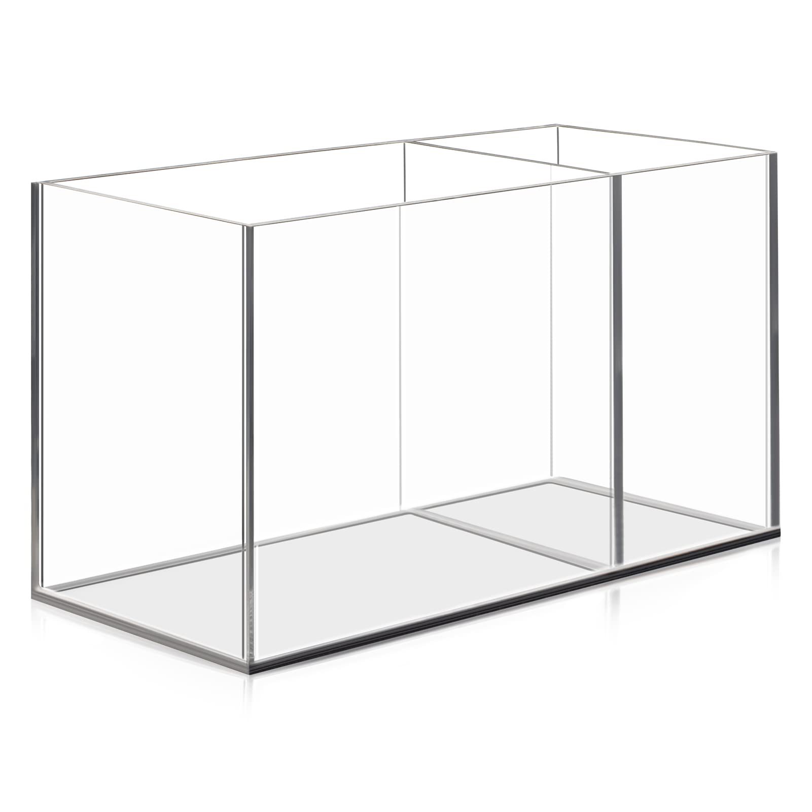 Uquelic Acrylic Pen Pencil Holder, 2 Compartments Clear Pen Pot - Desktop Stationery Storage Makeup Brushes Holder for Desk, Acrylic Organiser Pen Holder Desk Tidy