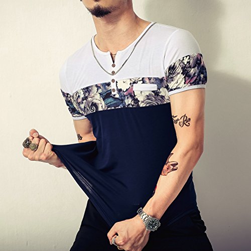 5 LOGEEYAR+Fashion+Printing+T+Shirts+527+Navy