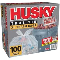 Amazon.com: Husky True Tie XL Trash Bags 100 Count 45 Gallon ...