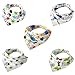 Leewin Baby Bandana Bibs 5-Pack Absorbent Cotton Cartoon Patterns with Adjustable Snap Closure for Boys & Girls Unisex Baby Shower Gifts
