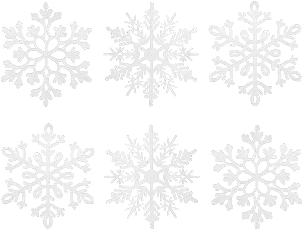 Ornaments - XmasExp 150mm/6inch Large Glitter Snowflake Ornaments Set Christmas Tree Hanging Plastic Decoration for Xmas Party Wedding Anniversary Window Door Home Accessories (20pcs,White)