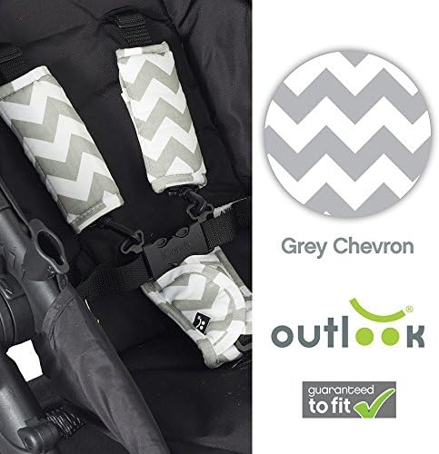Outlook Universal Cotton Stroller Strap &amp; Buckle Cover (Grey Chevron)