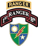 Military Vet Shop US Army 1st Battalion, 75th Ranger Regiment Ranger Tab Window Bumper Sticker Decal 3.8