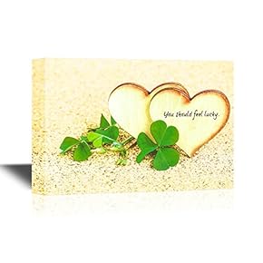 Canvas Wall Art - Heart Shapes and Clover Leaves - Gallery Wrap Modern Home Art | Ready to Hang - 12x18 inches