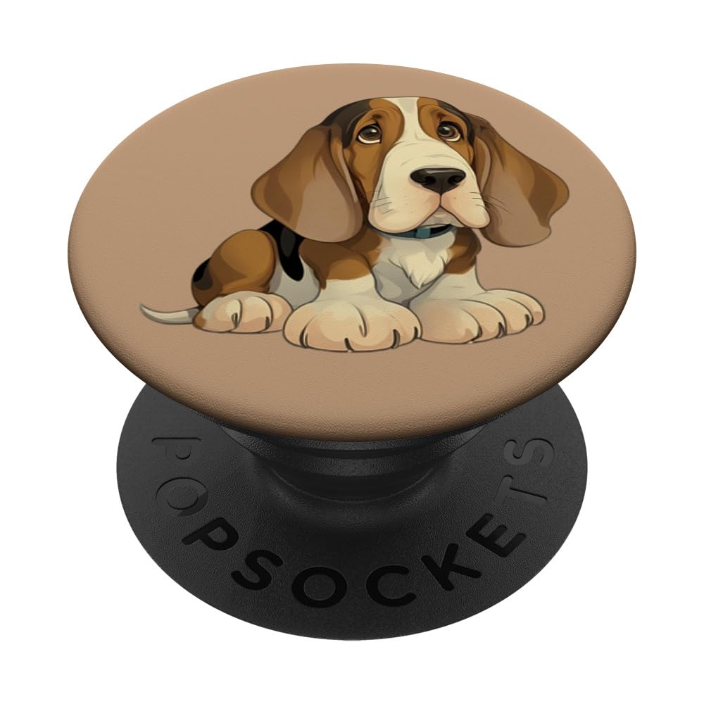 Cute Happy Basset Hound Dog Cartoon Dog to Fall in Love PopSockets Swappable PopGrip