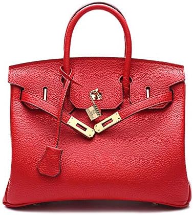 Top unique Women's Padlock Handbag Genuine Leather Top Handle Bag with Gold Hardware