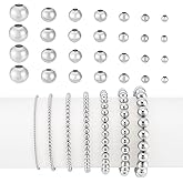 PH PandaHall 2600pcs Metal Spacer Beads Set, 7 Sizes Round Ball Smooth Beads Silver Loose Spacer Bead for Bracelets Necklaces Earrings Rings DIY Crafts Jewelry Making, 2/3/4/5/6/8/10mm