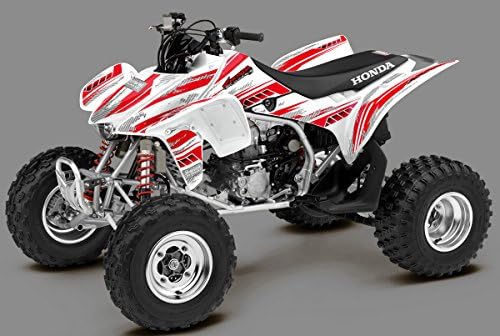 Honda TRX 450R Graphics - Racer-X, White Background, Red Design ('08-'16)