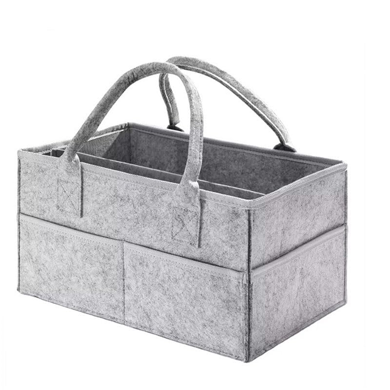 Sixstore Luxury Nappy Caddy Organiser, Upgrade Sturdy Felt Newborn Diaper Nursery Portable Storage Wipe Bag Detachable Paste Dividers Nappy Caddy Basket Gift For Mum to Be, Grey