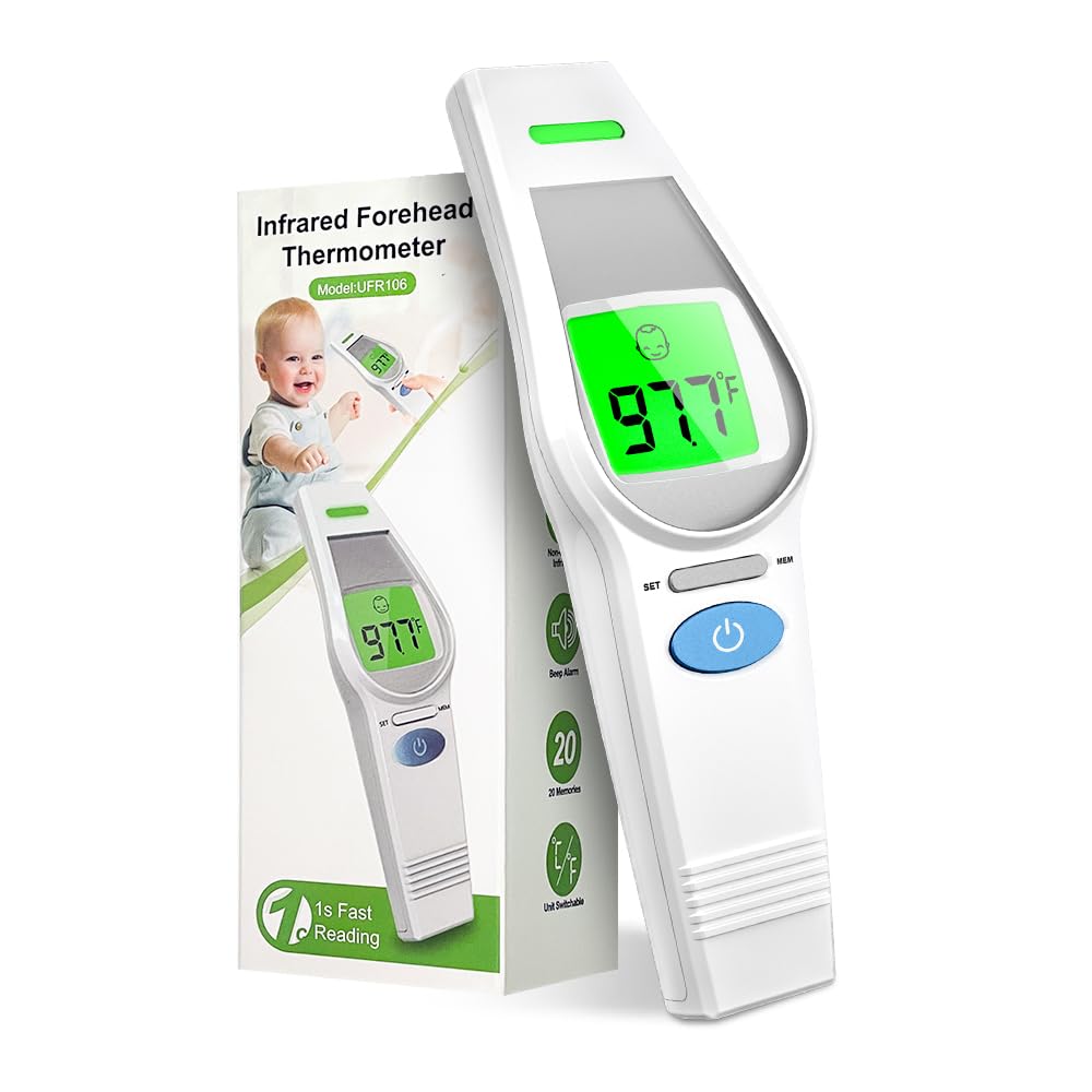 HealthTree Forehead Thermometer for Kids Adults, Non-Contact Forehead Thermometer,Digital Baby Thermometers with a Large LCD Backlight Display,Suitable for Home Use