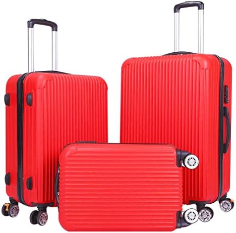 Luggage Set - 3 Piece Spinner Hardshell Luggage Sets Lightweight Suitcase Set with TSA Lock - Red