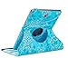 Fulland PU Leather 360 Rotating Stand Case for Samsung Tab A 8.0 - Blue Flower