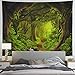Tushelia Forest Nature Tree Cave Wall Hanging - Misty Forest Stream Through Rainforest Landscape Jungle Creek Psychedelic Tapestry for Living Room