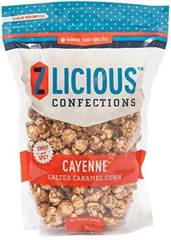 Zlicious Confections Cayenne Salted Caramel Corn - Gourmet Popcorn with Original Flavor (8oz.)
