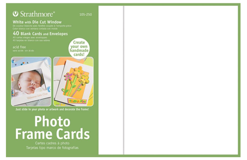 Strathmore Photo Frame Cards with Envelopes, White Cutout Window, 80 lb. Cover, 5 X 6.875 inches, Package of 40 (105-250)