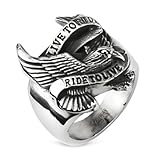 10MM Polished Stainless Steel Biker Ring With Eagle and 