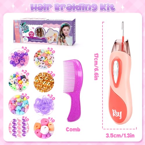 Flnlano Girls Gift 5 6 7 8 Years Children: Hair Accessories Toys for Girls 7-12 Years Braided Hair Beads Birthday Gifts for Children 8 9 10 Years Fun Braiding Machine