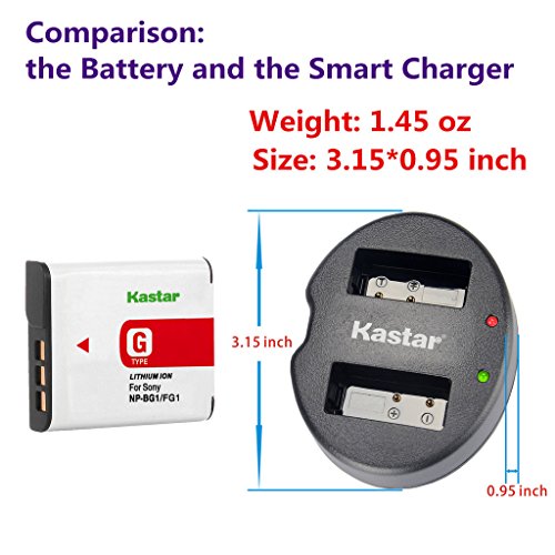 Kastar Battery (2-Pack) and Charger for Sony NP-BG1, NP-FG1 and Cyber