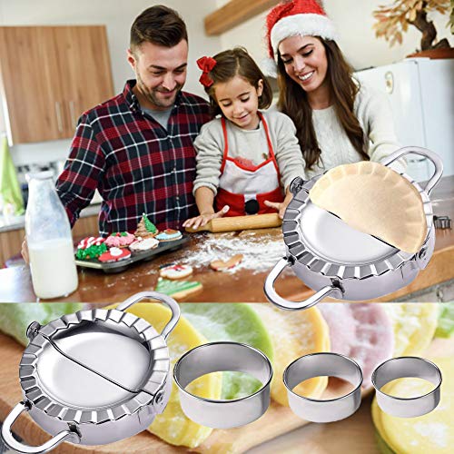 Youngneer Dumpling Maker Set with 2PCS Dumpling Press Molds Mould Large 9.5 cm 3.74" & 3 PCS Dumpling Skin Maker Cutter Stainless Steel Pierogi Maker Wrappers for Dumpling Pie Ravioli Empanadas - Thumbnail 3